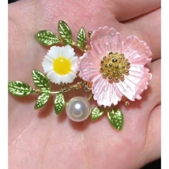 Sakura Flower Brooches For Women Enamel Party Office Fashion Jewelry Pins Gifts - Picture 1 of 5